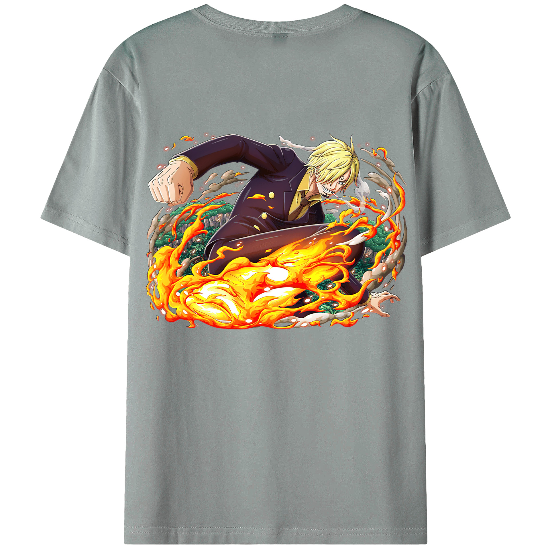 （画像用） ワンピース サンジ ONE PIECE Sanji 綿100％ メンズ半袖Tシャツ（バックプリント） 通気性